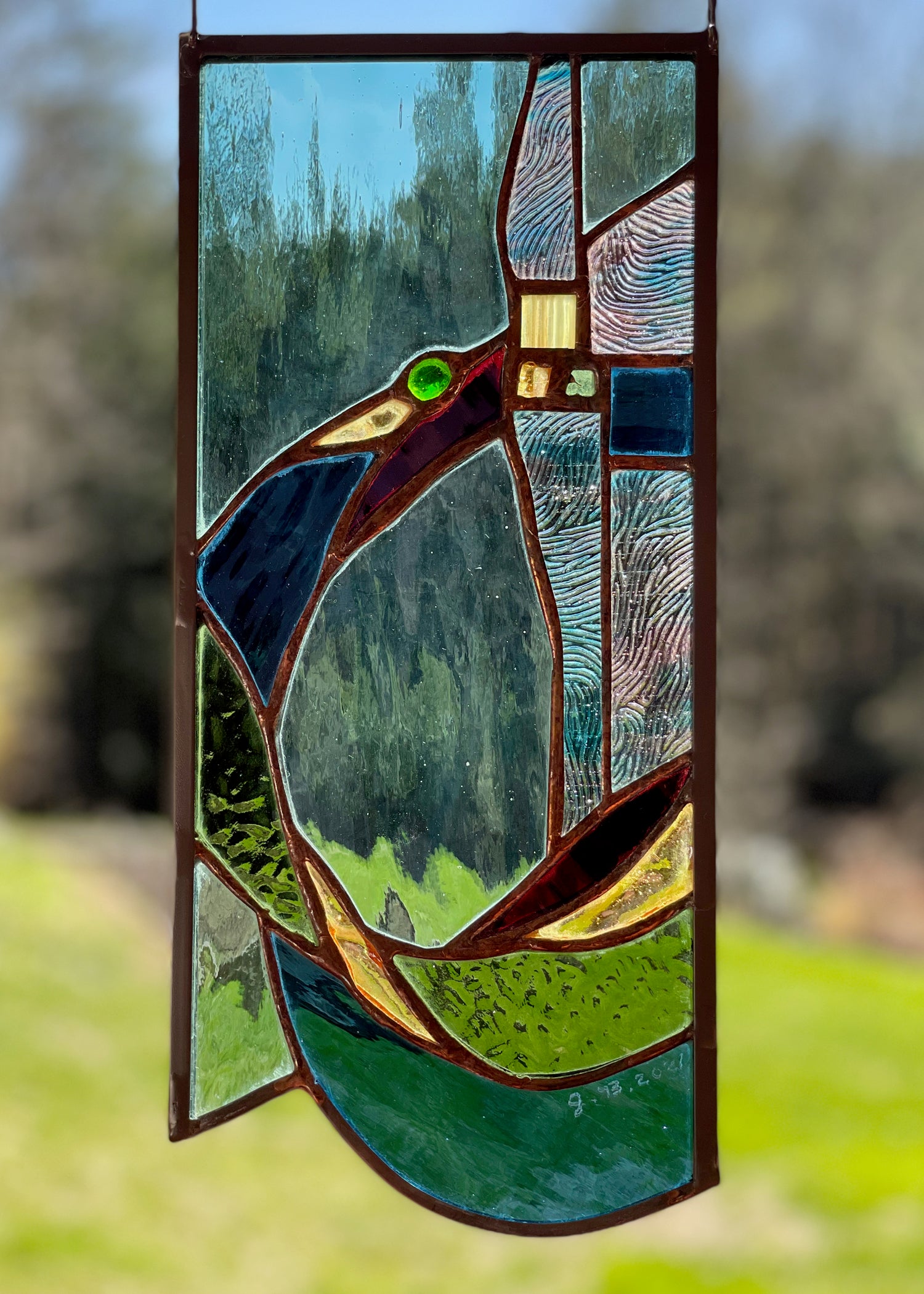 Small organic panel hand made by Vermont artist, Julia Brandis. Organic abstract. 